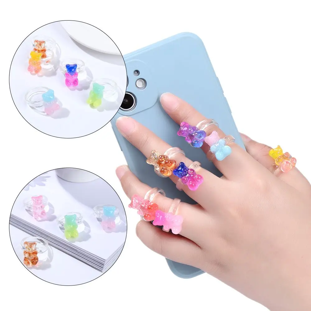 

New Party Gifts Creativity Accessories Acrylic Ring Transparent Colorful Bear Rings