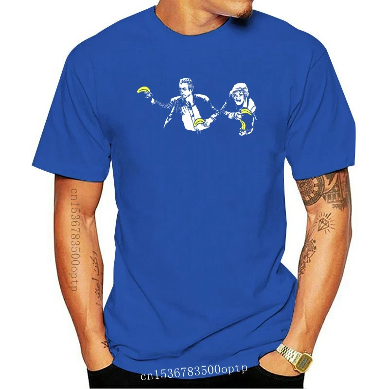 

New After Banksy T Shirt Butch Cassidy Bananas Gunfight Cult Movie Street Art