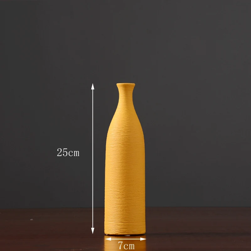 yellow 7x25cm Скандинавская сушеная керамическая ваза для цветов высокого качества Настольный художественный декоративный контейнер для гостиной домашний свадебный Декор вазы - Цвет: yellow 7x25cm