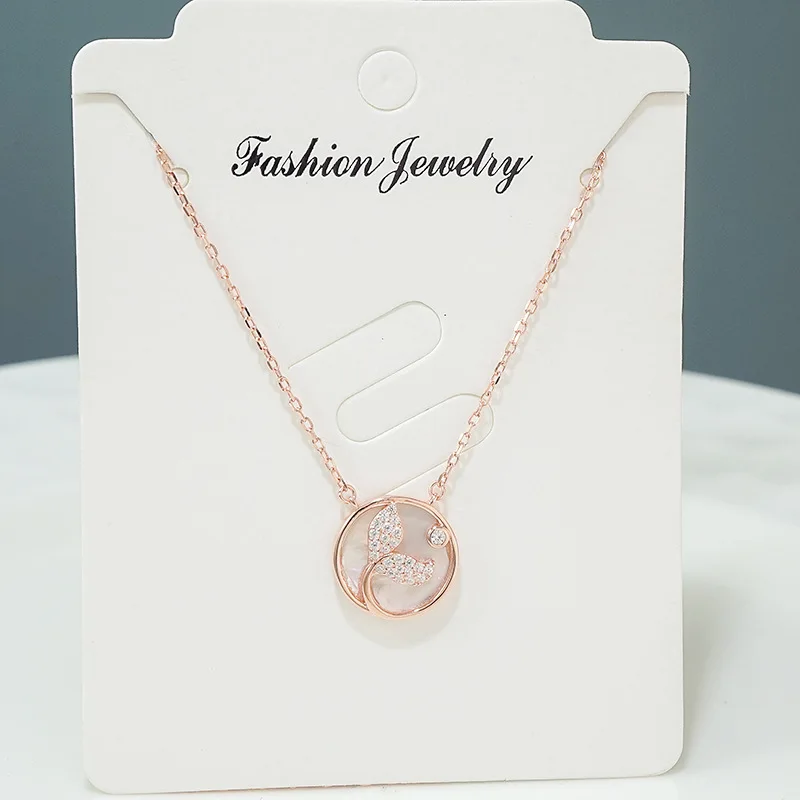

Woman‘s choker s925 Sterling Silver Jewelry Fish Tail Pendant Necklace Female Fashion Temperament Diamond-Studded Clavicle Chain