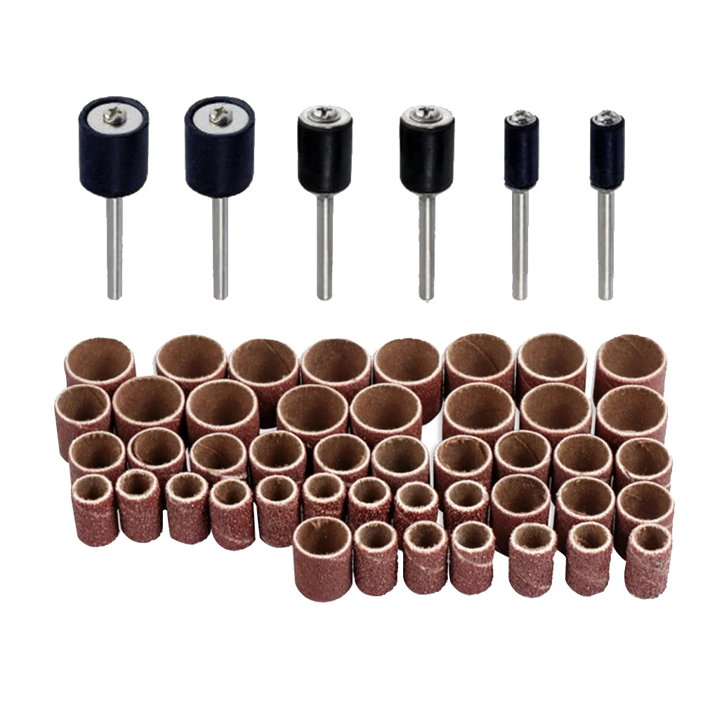 

51pcs Rust Removal Metal Polishing Sandpaper Band Abrasive Drum Sanding Kit Accessories Shank Mandrels 120 Grit Rotary Tools