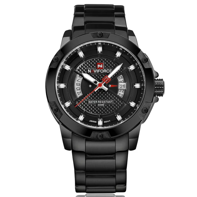 NF9085 full black Мужские часы Топ люксовый бренд NAVIFORCE мужские полностью стальные часы кварцевые часы Аналоговые водонепроницаемые спортивные армейские военные наручные часы - Цвет: NF9085 full black