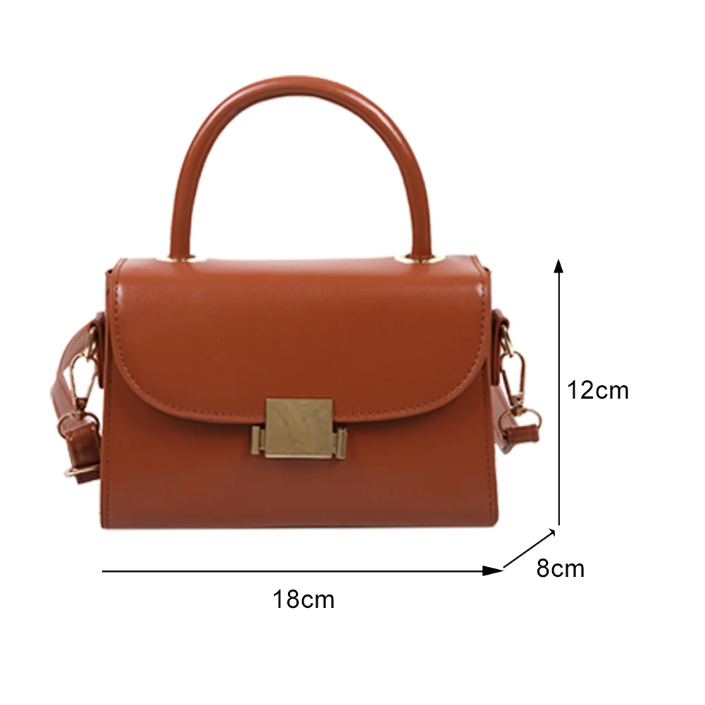 

Popular Simple Female Daily Messenger Bag Solid Color Crossbody Purse Female Street Leather Shoulder Square Top-handle Bag
