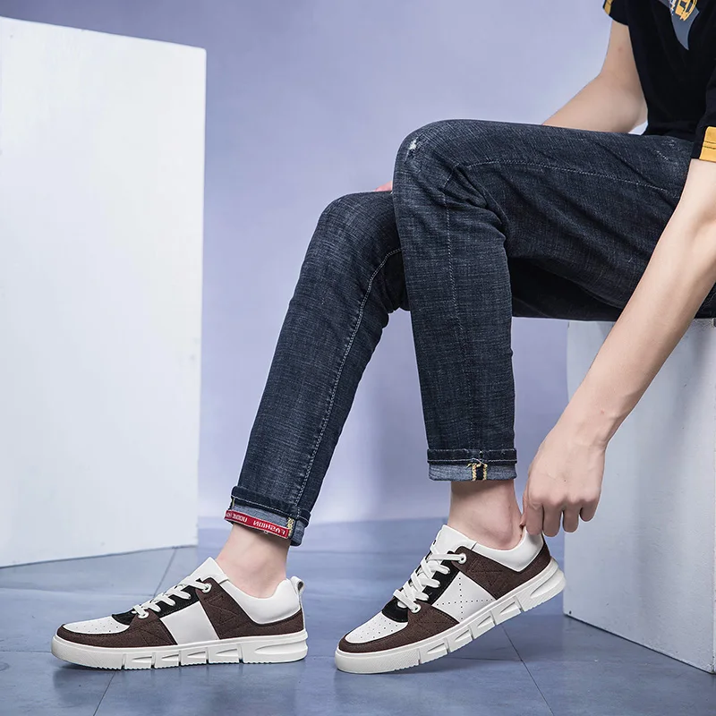 Мужские кроссовки из натуральной кожи модная Уличная обувь мужская Повседневная