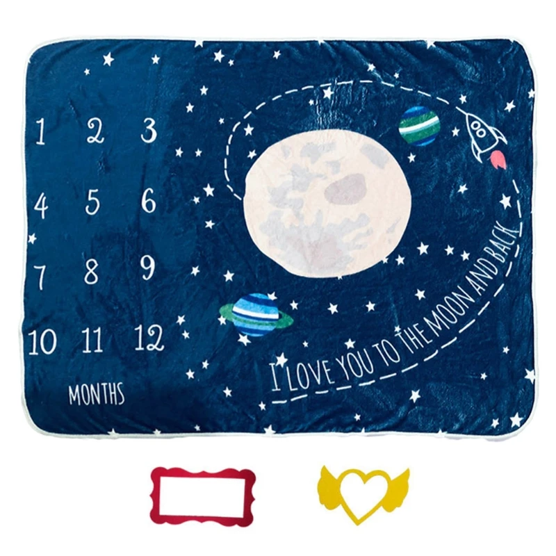 Conjunto de manta de crecimiento mensual para beb&eacute;, accesorios de fotograf&iacute;a reci&eacute;n nacido, fondo creativo de tela infantil, 1 Juego-3