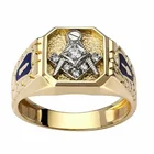 Модное металлическое масонское синее кольцо с цирконием, модные ювелирные украшения