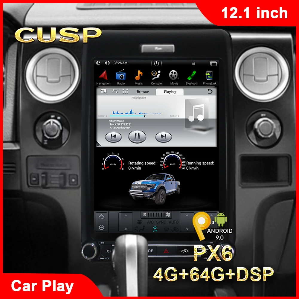 

Android Tesla style One din PX6 Vertical screen Carplay DSP Car GPS Navigation For Ford F150 Raptor 2013-2015 Radio Auto stereo