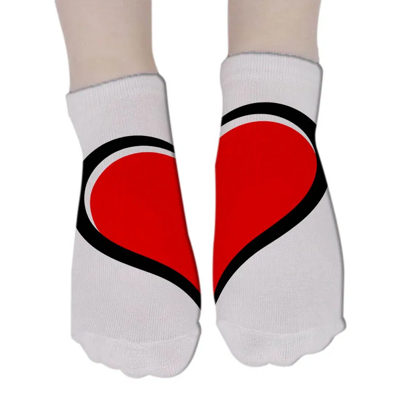 Симпатичные носки с 3D принтом красного сердца женские дышащие мягкие