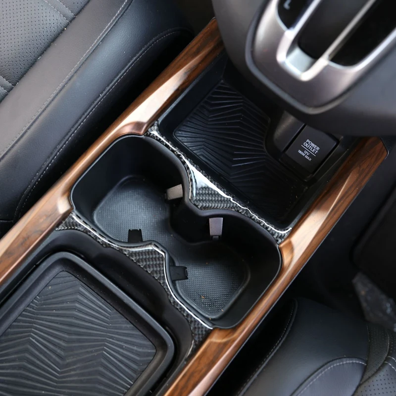 

Carbon Fiber ABS Center Console Water Cup Frame Panel Trim Cover for Honda CR-V CRV 2016-2019 Car Stylings