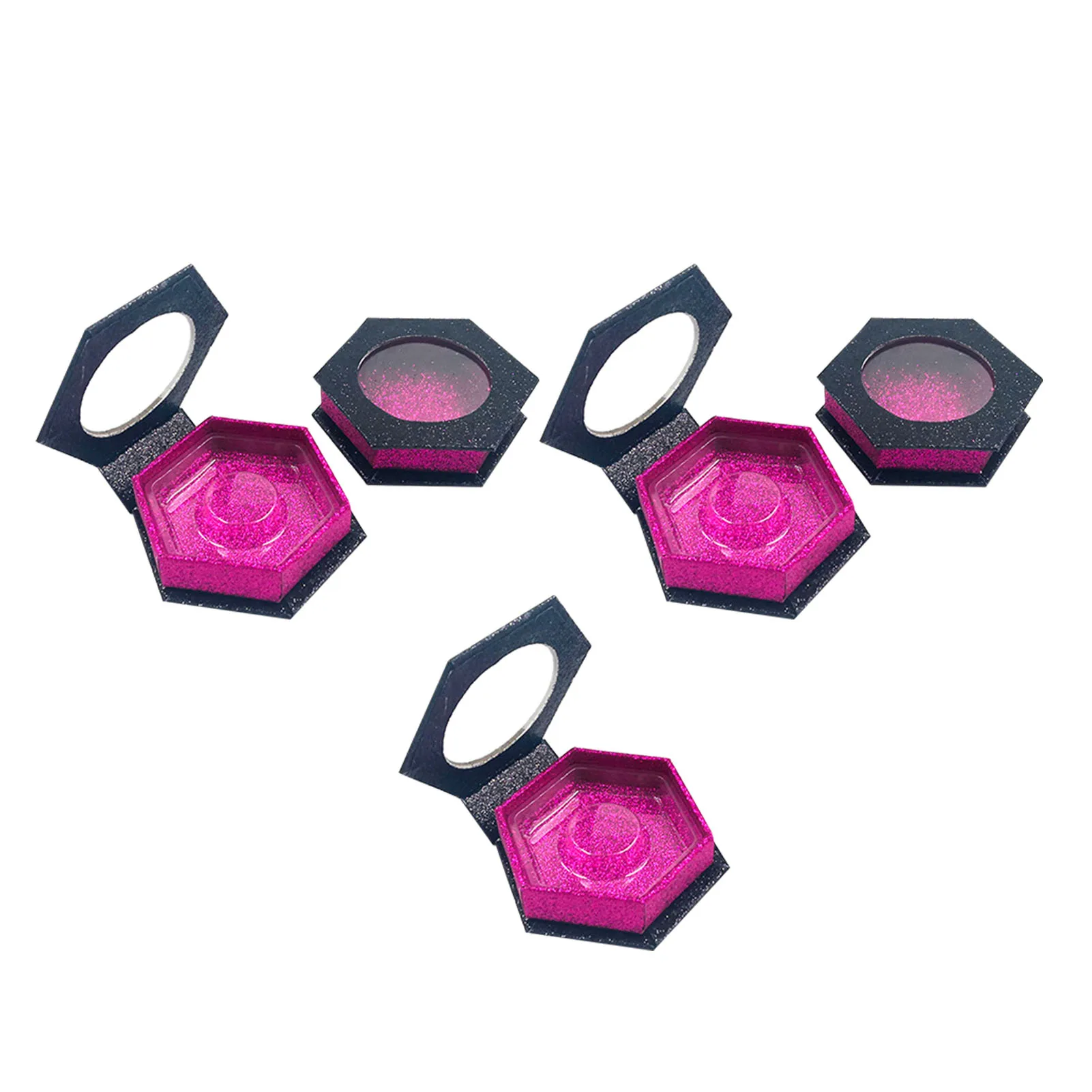 

5pcs Mini Portable False Eyelash Packaging Box Glitter Travel Easy Use Organizer Home Dustproof Hexagonal Case Protective Empty
