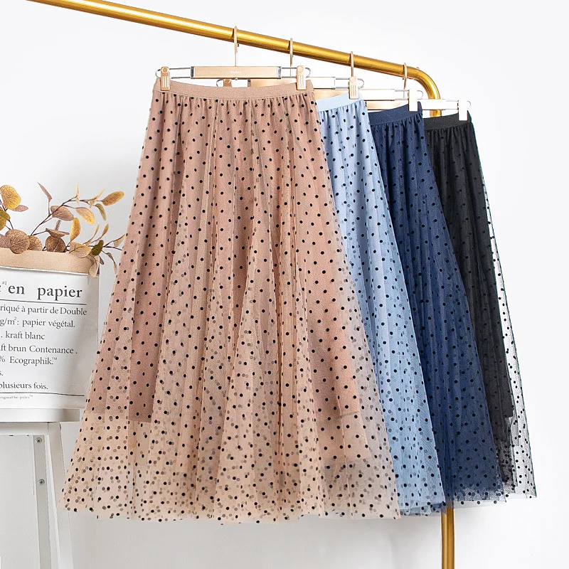 Длинные фатиновые Миди-юбки женские 2021 летняя юбка из эластичного материала с