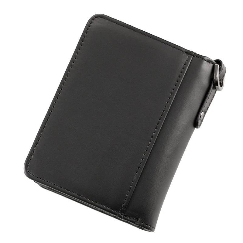 

PI UNCLE Brand Leather RFID Retro Wallet Men'S Coin Bag Short Wallet Small Zipper Wallet with Card Holder, Black & Brown