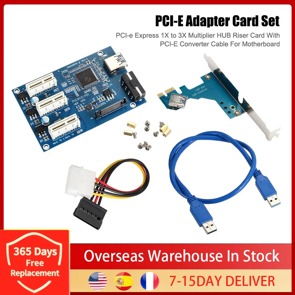 

PCI-E Adapter Card Set PCI-e Express 1X to 3X Multiplier HUB Riser Card With PCI-E Converter Cable For Motherboard Dropshipping