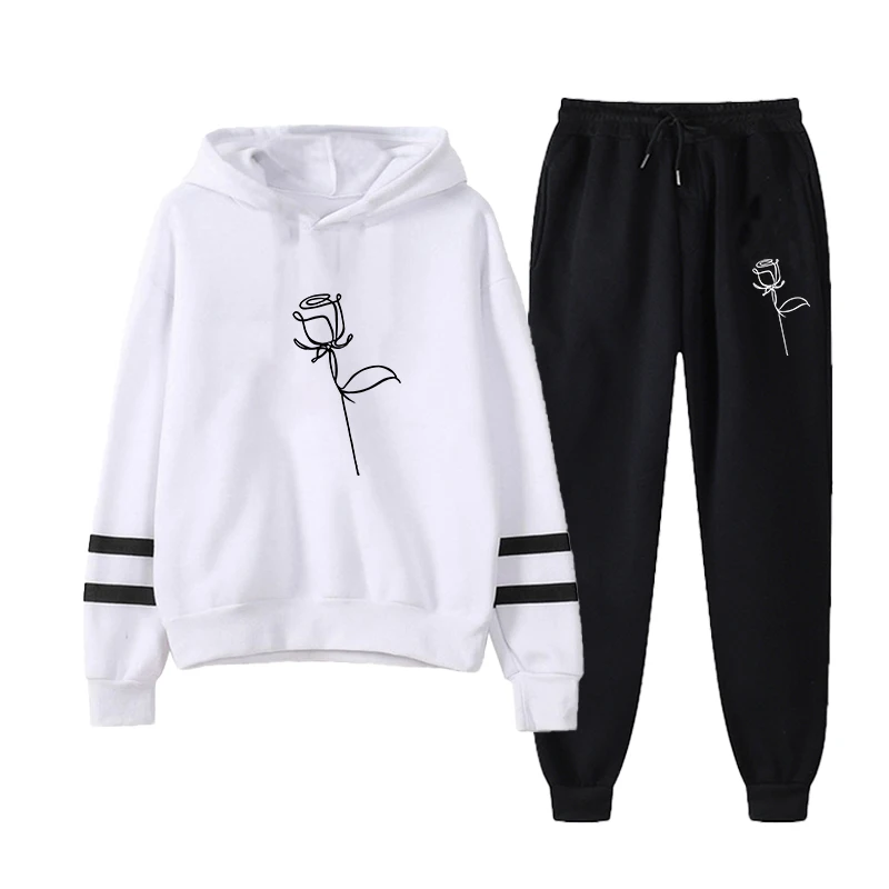 Женский комплект из 2 предметов флисовые спортивные костюмы толстовки с принтом