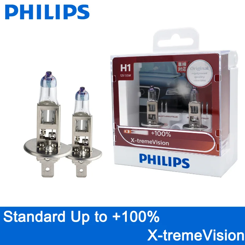2 шт. автомобильные лампы Philips H1 H4 H7 H11 HB2 HB3 HB4 9003 9005 9006 12 В X treme Vision на 100% Ярче|Лампы