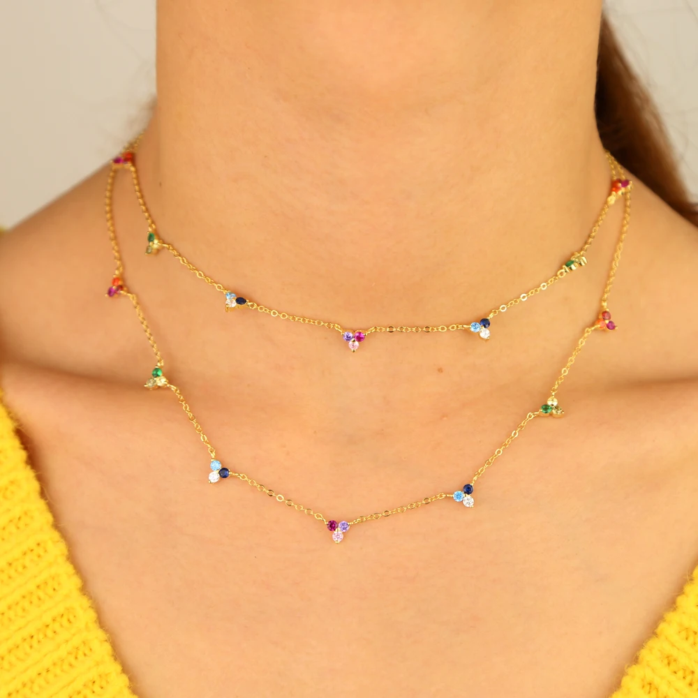 Ожерелье из стерлингового серебра 925 пробы с треугольным кулоном CZ мини-круглые