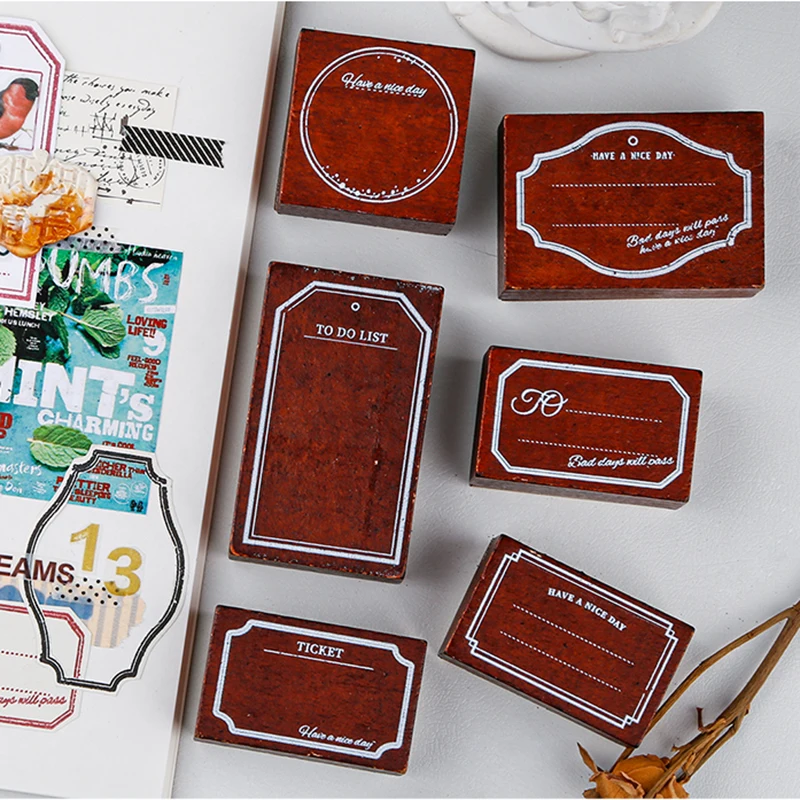 Винтажные наклейки для скрапбукинга деревянные и резиновые штампы | Дом сад