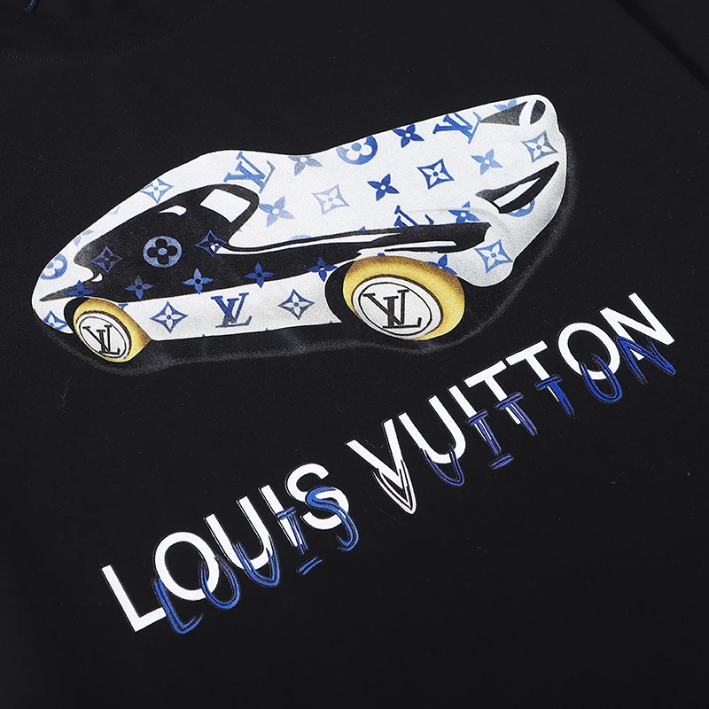 

New Summer Luxury Presbyopia T-shirt Sports Car Print Cotton Round Neck Short Sleeve Couple Wear