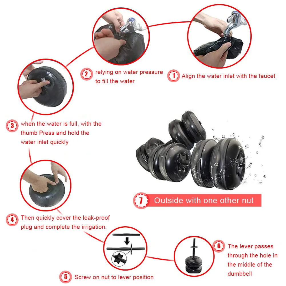 

16-25kg Water-Filled Removable Adjustable Fitness Water-Filled Dumbbell Fitness Equipment Convenient Water Injection Dumbbell