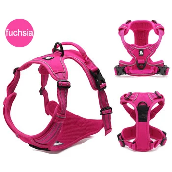fuchsia Truelove не Тянет Поводок для собак, регулируемый безопасный нейлоновый жилет для больших собак, мягкий светоотражающий уличный жилет для собак, поводок для питомцев, контроль - Цвет: fuchsia