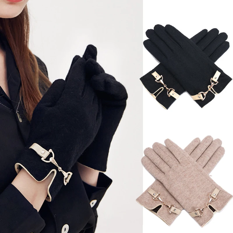 

2021 однотонные кашемировые женские перчатки с бархатным утеплителем Зимние перчатки для сенсорного экрана модные Универсальные женские ул...