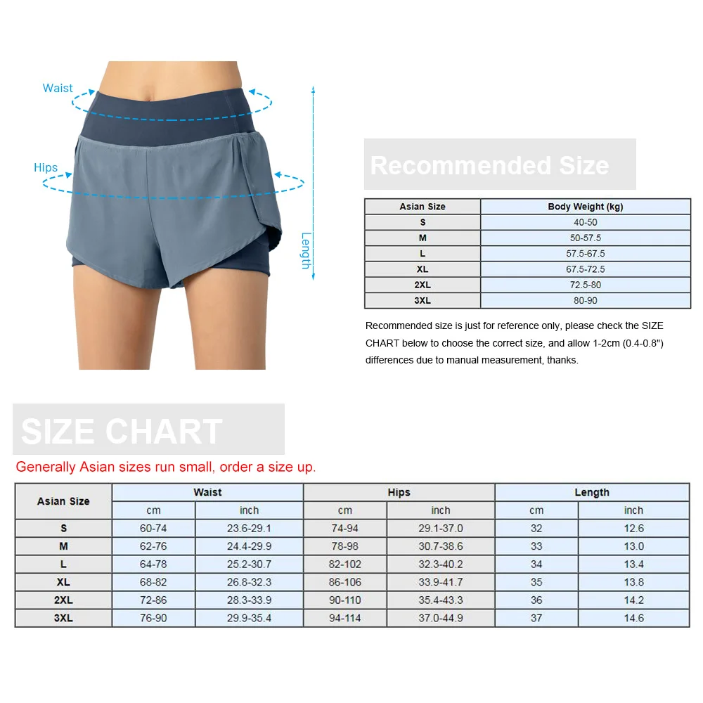 

Women Running Shorts 2-in-1 with Pocket Wide Waistband Coverage Layer Compression Liner Lounging Gym Fitness Home Shorts