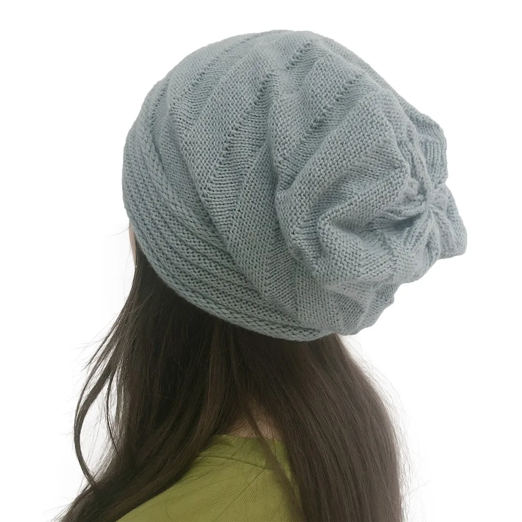 Женская модная уличная одноцветная вязанная крючком шапка зимняя Skullies Gorros