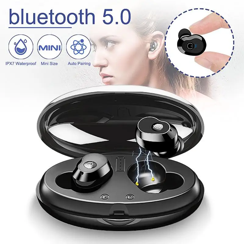 

TWS Bluetooth 5,0 наушники с зарядным устройством, беспроводные наушники, спортивные водонепроницаемые наушники-вкладыши, гарнитура с микрофоном, ...
