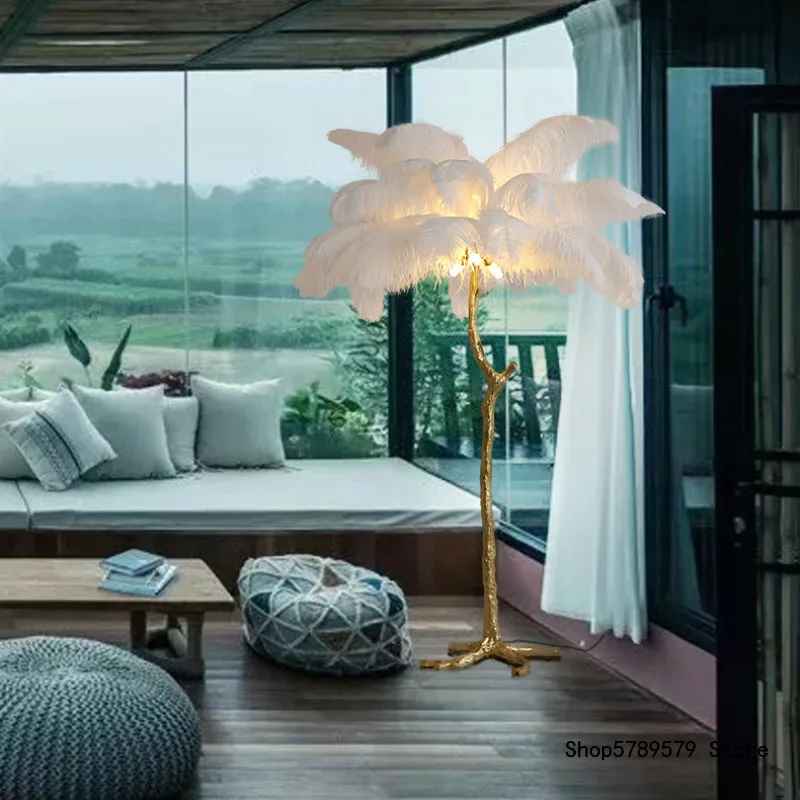 Northern Europe Flamingo Feather Floor Living Room Art Lighting Ins Romantic Bedroom Lamp Maiden Gold Resin | Лампы и освещение