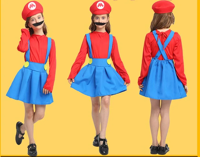 Взрослый Хэллоуин Супер Марио Детский костюм косплей семья Funy Luigi Bros сантехник Пурим костюм нарядное платье Рождественские Вечерние