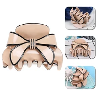 simple bowknot hair claw for girls high quality cellulose acetate hair claws pure color hair claw clip