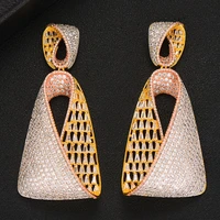 larrauri luxury mirco paved cubic zirconia geometry earrings fashion jewelry naija indian dubai wedding earring for women