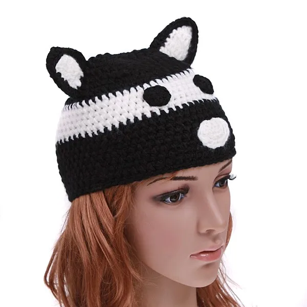 Прекрасный в стиле милой панды теплые шерстяные детские Шапки для вязаная