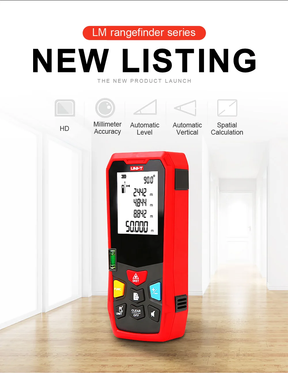 UNI-T Handheld Laser Rangefinder Distance Meter LM40 40M 50M 60M Medidor Laser Tape Build Measure Device Electronic Ruler