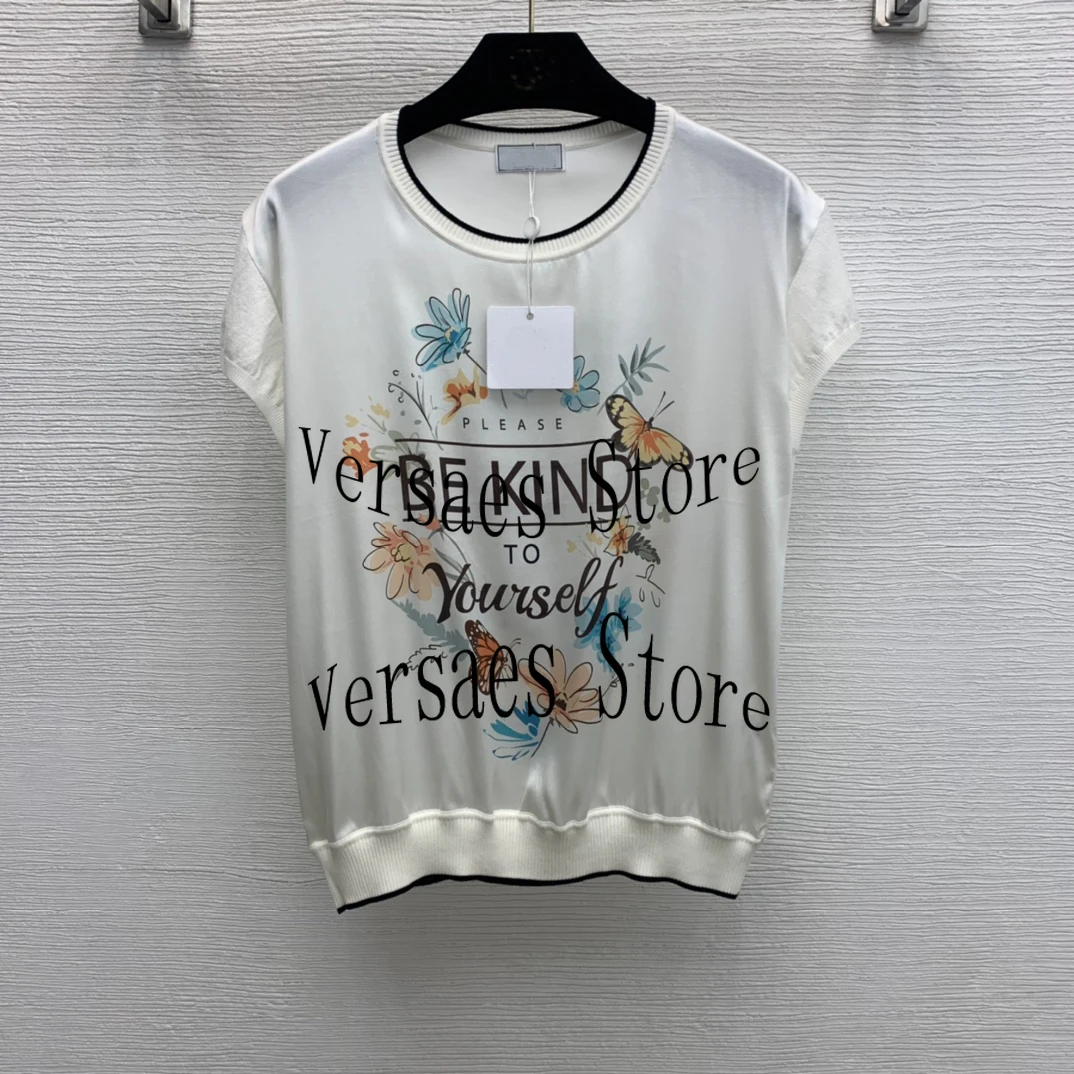 

Женская футболка с принтом бабочки, Повседневная Эластичная футболка с коротким рукавом и круглым вырезом, 21 роскошный бренд