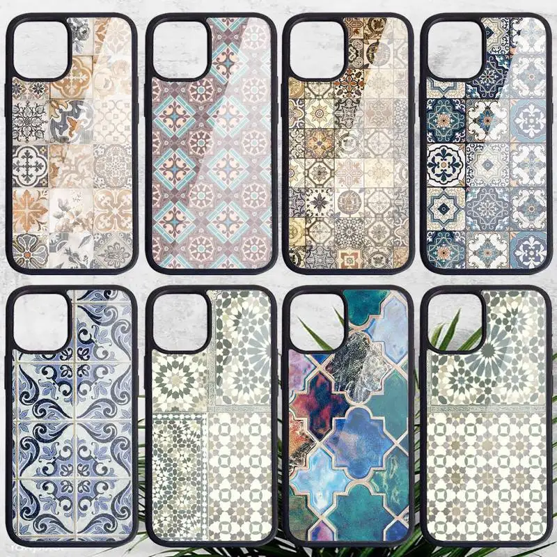 

Decorative Moroccan Tile pattern Phone Case PC for iPhone 11 12 pro XS MAX 8 7 6 6S Plus X 5S SE 2020 XR
