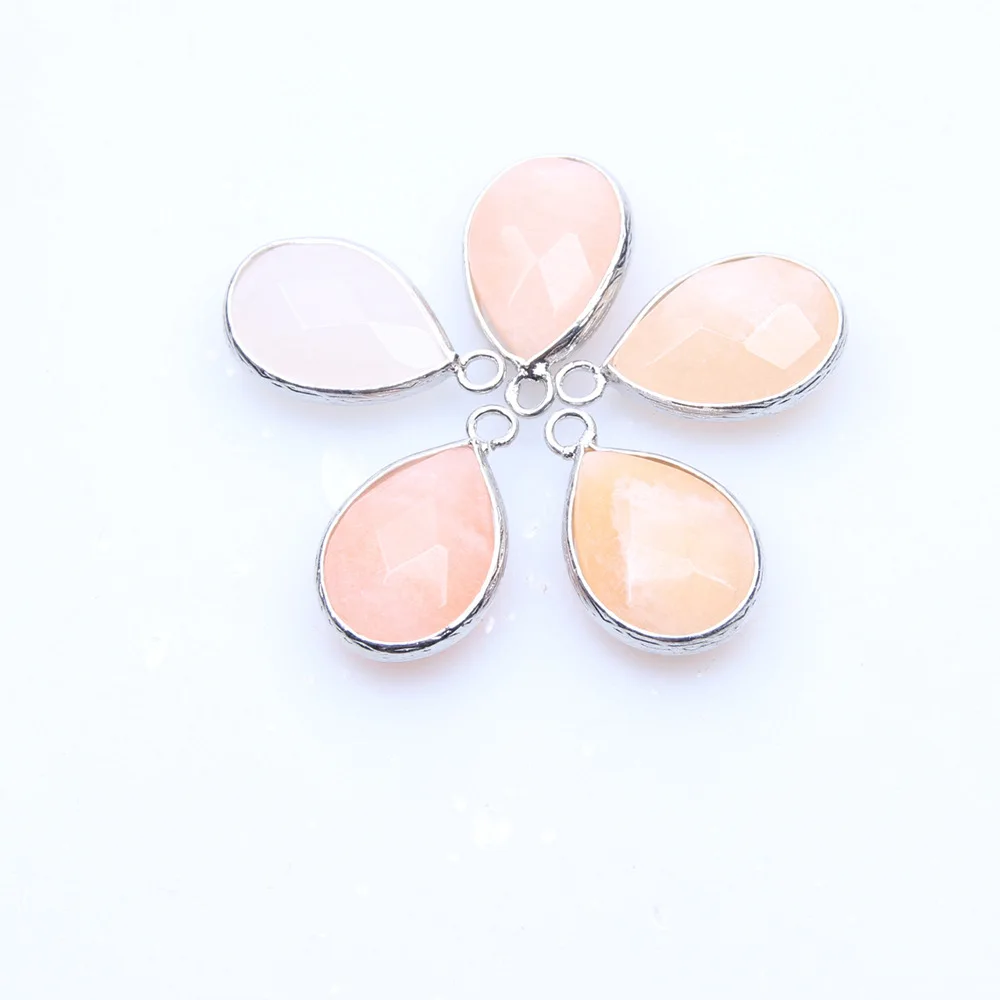 Модные подвески из натурального камня популярные окантовки розовый