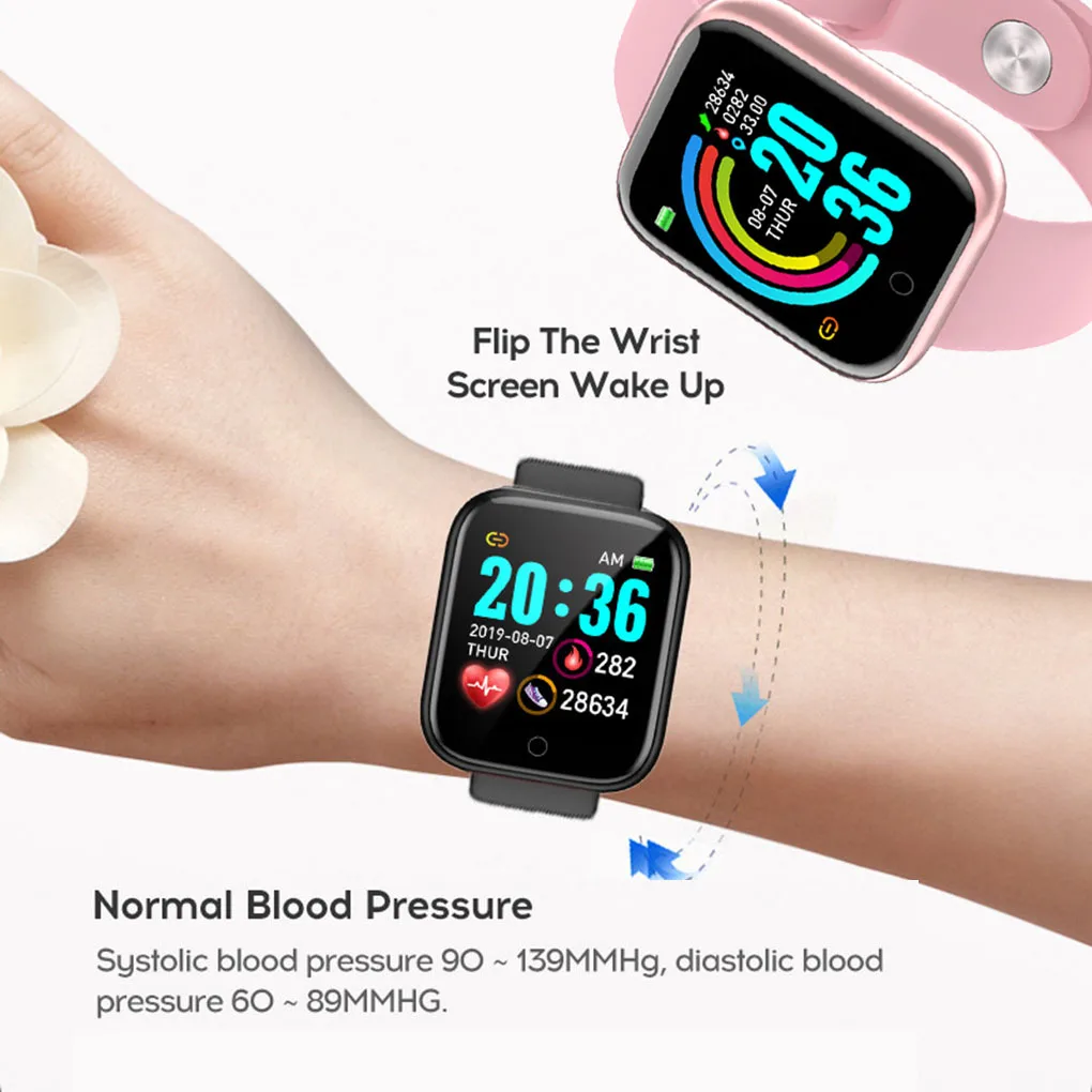 

Smart Watch Heartrate Silicone Strap Wristwatch Blood Pressure Sleep Tracker Bluetooth-compatible 4.0 Watch, Silver
