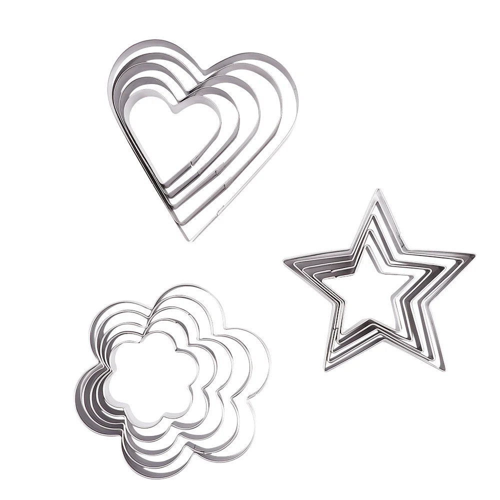 4/5Pcs/set Steel Fondant Cake Baking Mold Heart Flower Star Shape Omelette Mold DIY Cookie Biscuit Cutter Decorating Moulds