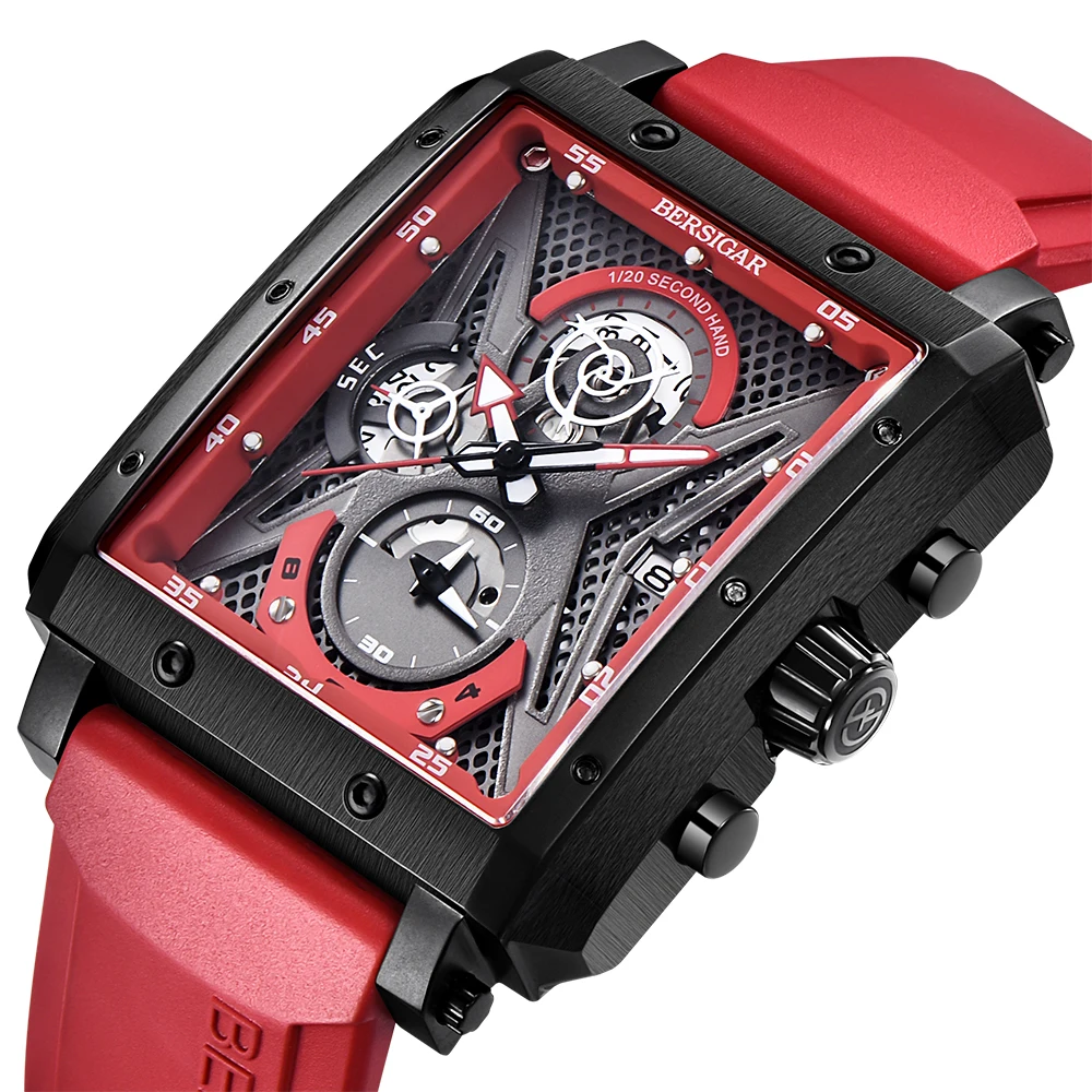 BERSIGAR часы для мужчин Водонепроницаемый с хронографом армейские мужские люксовый