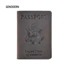 GENODERN натуральная кожаная обложка для паспорта для Соединенных Штатов Америки для мужчин паспорт Чехол женский кошелек для путешествий США с отделением для паспорта