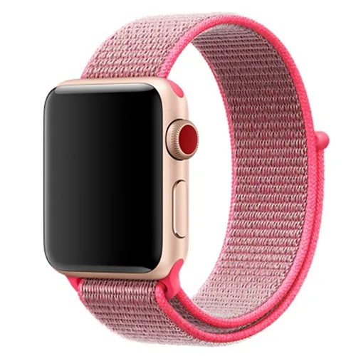 Brilliant pink Нейлоновый ремешок для Apple Watch band 42 мм 38 мм iWatch 4 band 44 мм 40 мм Браслет спортивная петля ремешок для часов correa ремень дышащий - Цвет ремешка: Brilliant pink