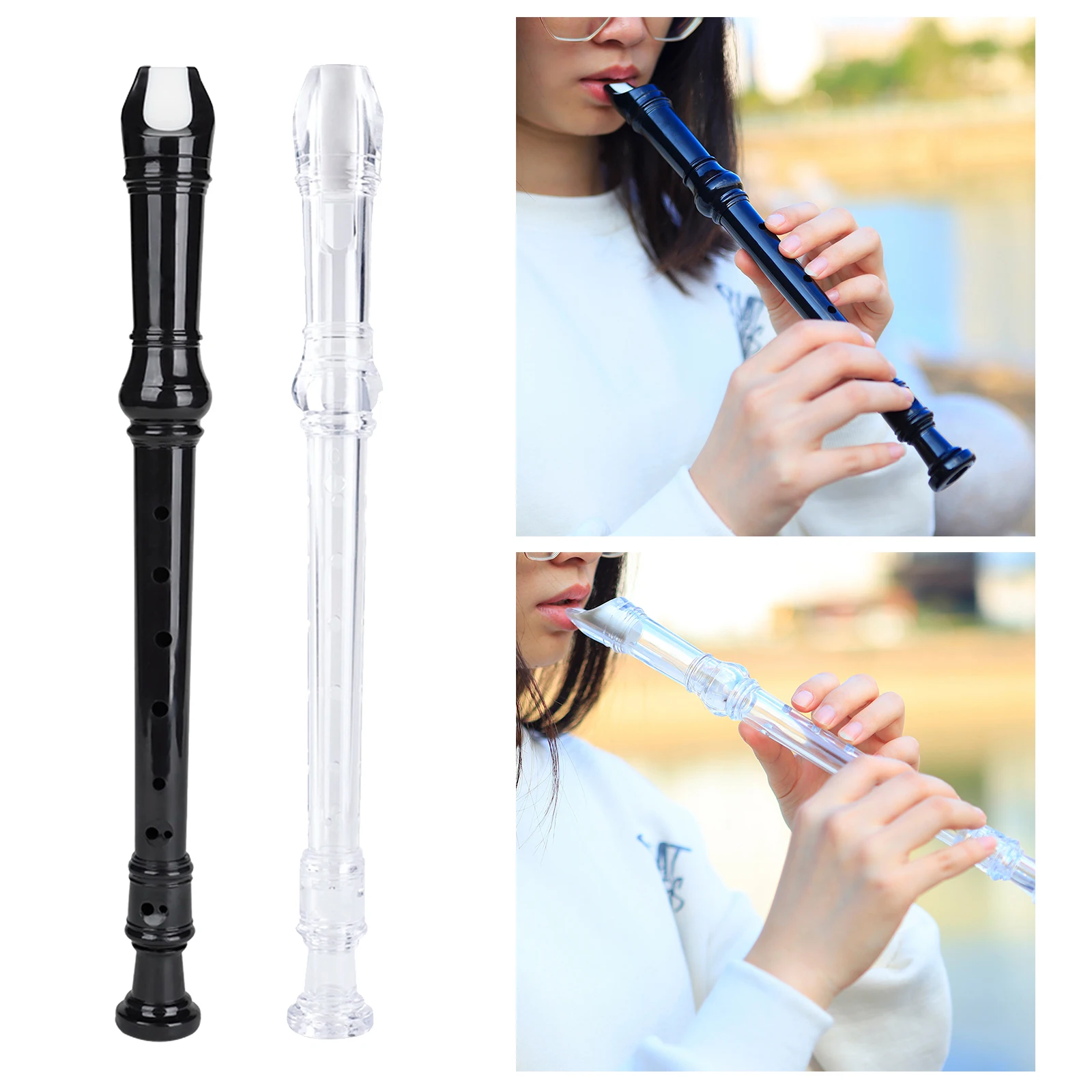

ABS 8-hole German Style Soprano Recorder Key of G Descant Music Instrument with Cleaning Rod for Beignners