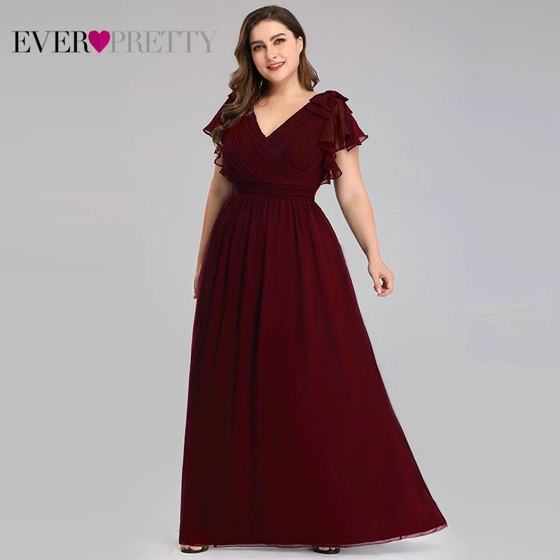Платья для мамы невесты размера плюс Ever Pretty EZ07709 элегантные шифоновые темно-синие вечерние платья трапециевидной формы
