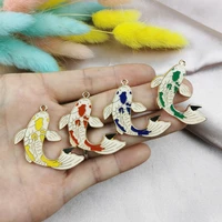 10pcspack goldfish enamel metal charms drop oil carp fish earring bracelet pendants diy jewelry making golden color