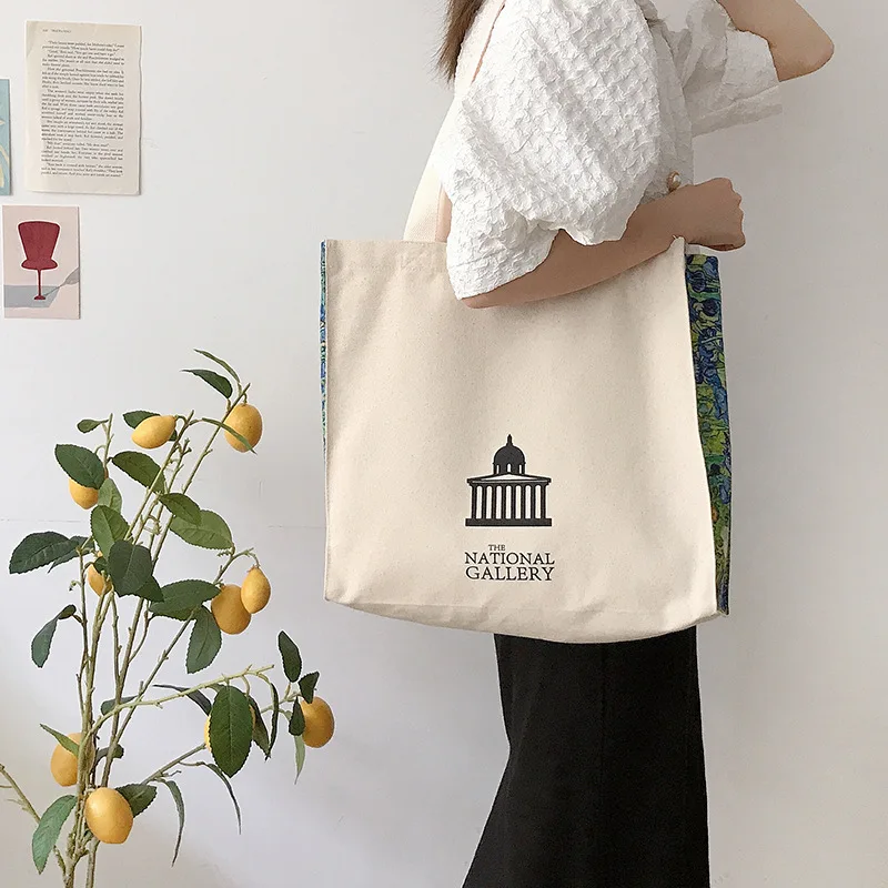 

Women's Canvas Shoulder Shopper Bag Female Letter Printing Large Korean Handbag Eco Reusable Ladies Shopping Bag 2021 New