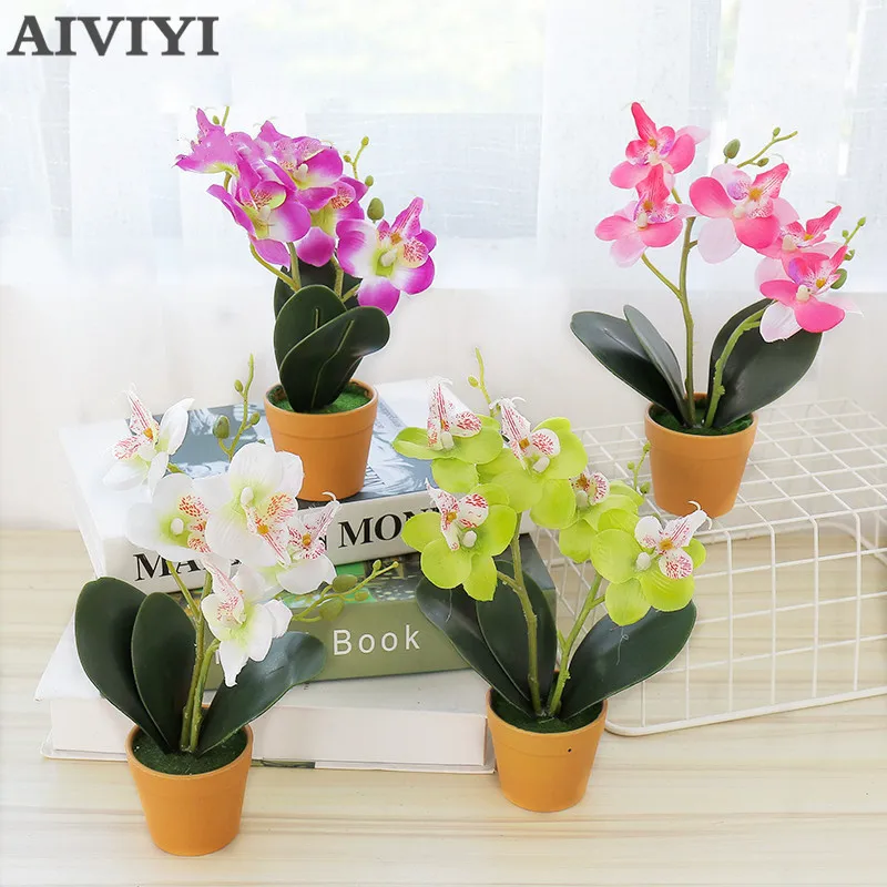 2 Fork Phalaenopsis Bonsai orchidea flower decoratio wedding garden home decor plantas artificiales para de habitacion