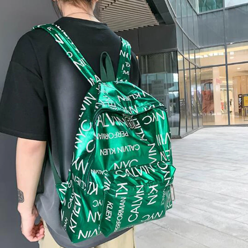 

Men Women Backpack Personality Student School Backpacks Laser Hip-Hop Style School Bag for Teenager Travel Bags backpack bag