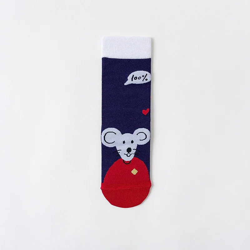 

[WPLOIKJD]Creative New Product Red Cartoon Socks College Style Street Personality Cute Animal Pattern For New Year Gift Harajuku