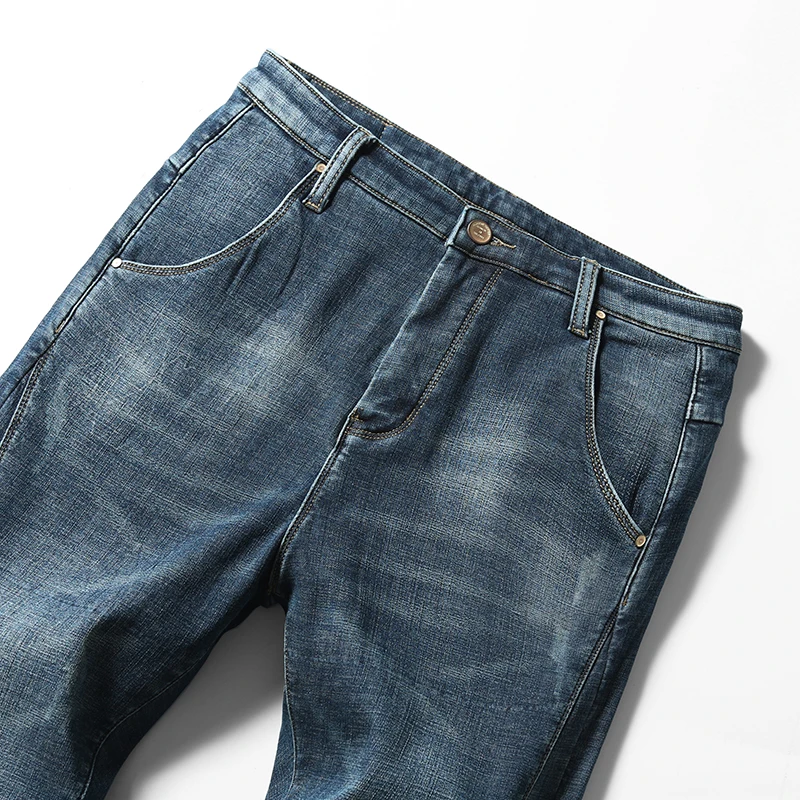 Зимние мужские теплые джинсы шаровары утолщенные джинсовые эластичные